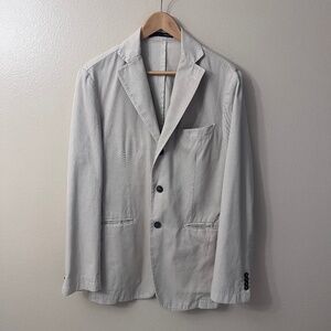 Paoloni Men's Blazer Cotton Beige Unlined Long Sleeves Multipockets Size 50